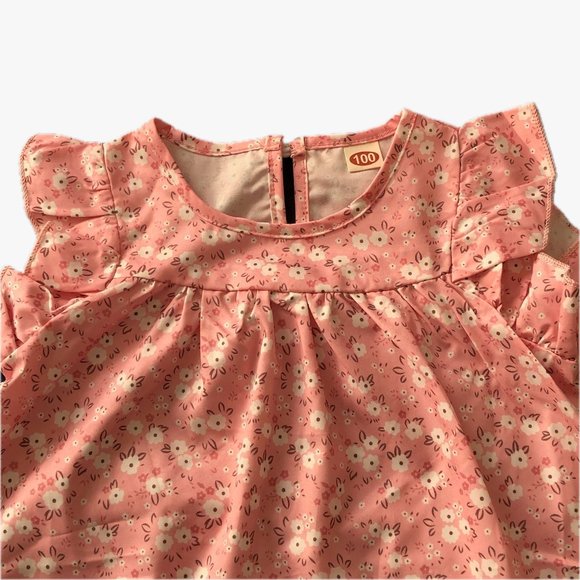 Unbranded Boutique Girls Spring/Summer Dress Peach White Flowers Size 100 (3-4Y) - Picture 6 of 12